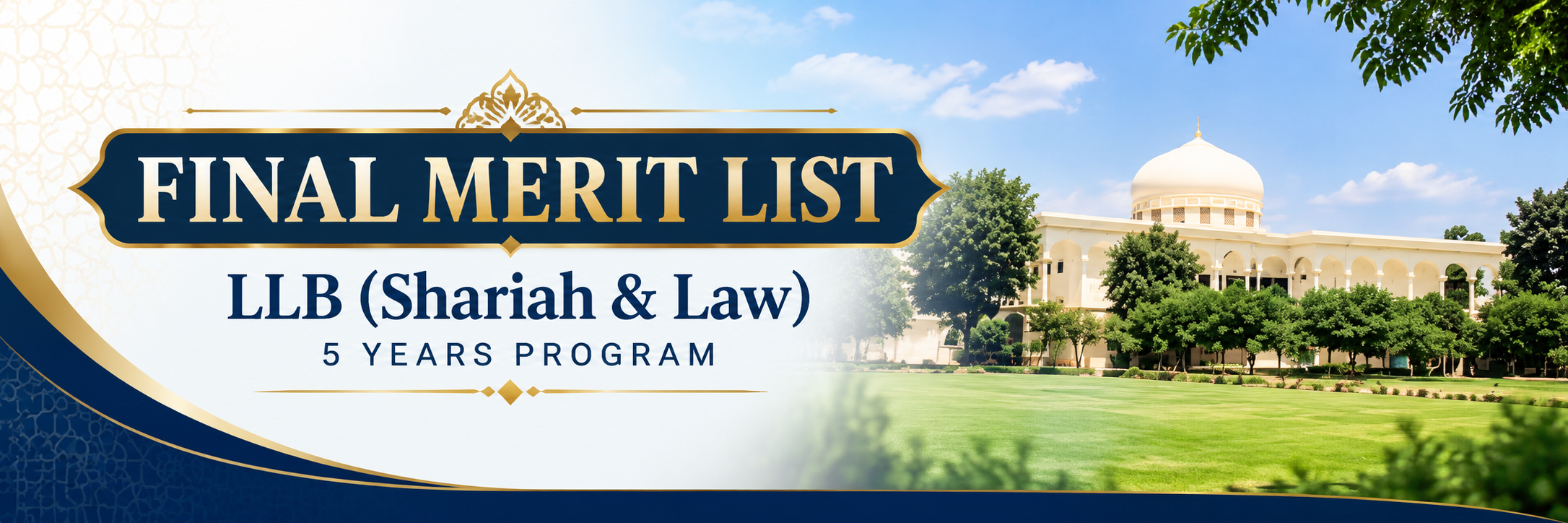 Final Merit List of Shariah & Law for session 2026-2031
